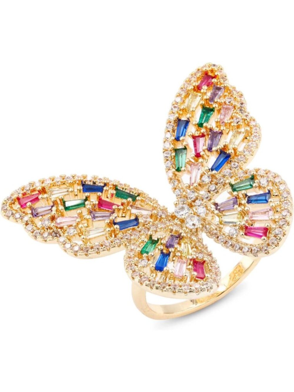 Adjustable Butterfly Cocktail Ring for Women, Size 6-8.5, Cubic Zirconia Jewelry